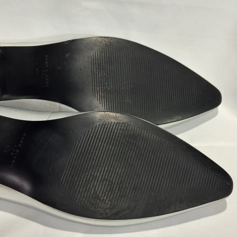 Marc Fisher LTD Gunner Flats Metallic Silver Leather Pointed Toe Slip On Size 8 - Picture 11 of 13